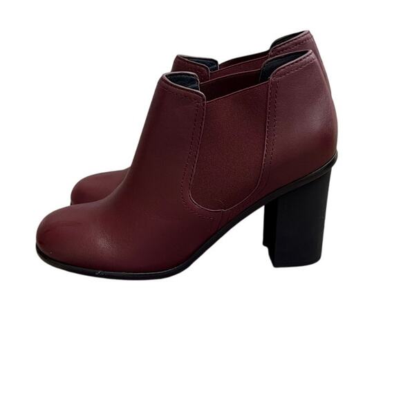 Jil Sander 'Navy' Leather Ankle Boots Burgundy Size 38 US 8 - Picture 4 of 8